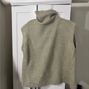Zara Beige Ribbed Turtleneck Sweater Vest